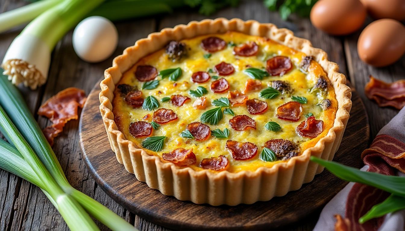découvrez notre recette facile de quiche aux poireaux et lardons, un plat savoureux parfait pour un repas gourmand et rapide à préparer. suivez nos astuces pour réussir cette spécialité maison.